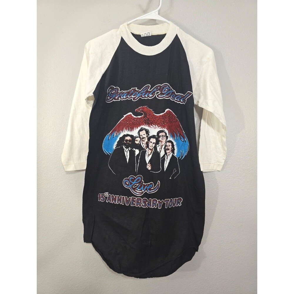Grateful Dead Vintage 80s Raglan 15th Anniversary Go to Heaven Tour Medium BF